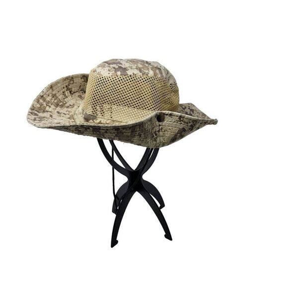 Digital Camo Mesh Sun Hat Chin Cord Cabin Core Adventure Granola Outdoors Gorp - Picture 7 of 10